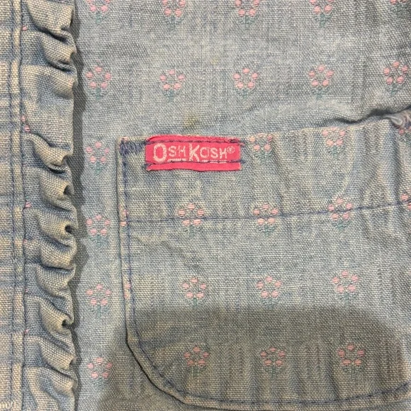 Vintage  OshKosh B'gosh Denim Jacket with Pink Flower Accents - Picture 2 of 10